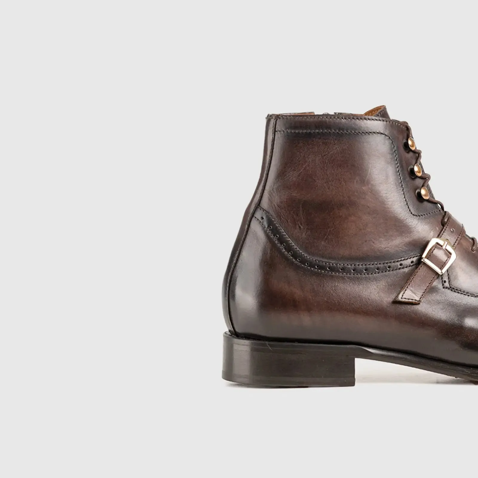 Dress Lace Up Buckle Boot Brown 3045