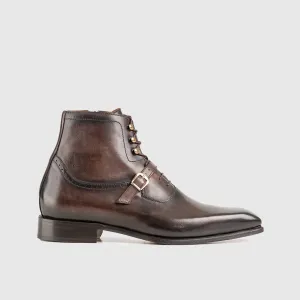 Dress Lace Up Buckle Boot Brown 3045