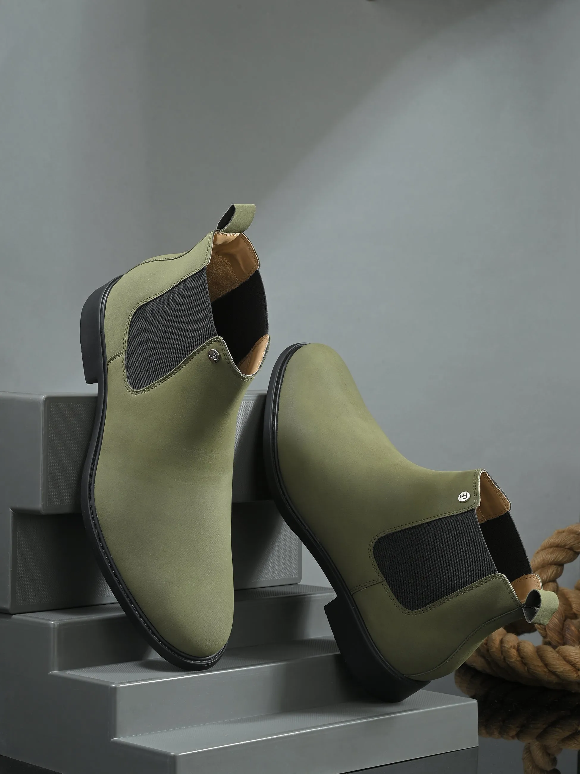 El Paso Men Faux Leather Casual Chelsea Boots