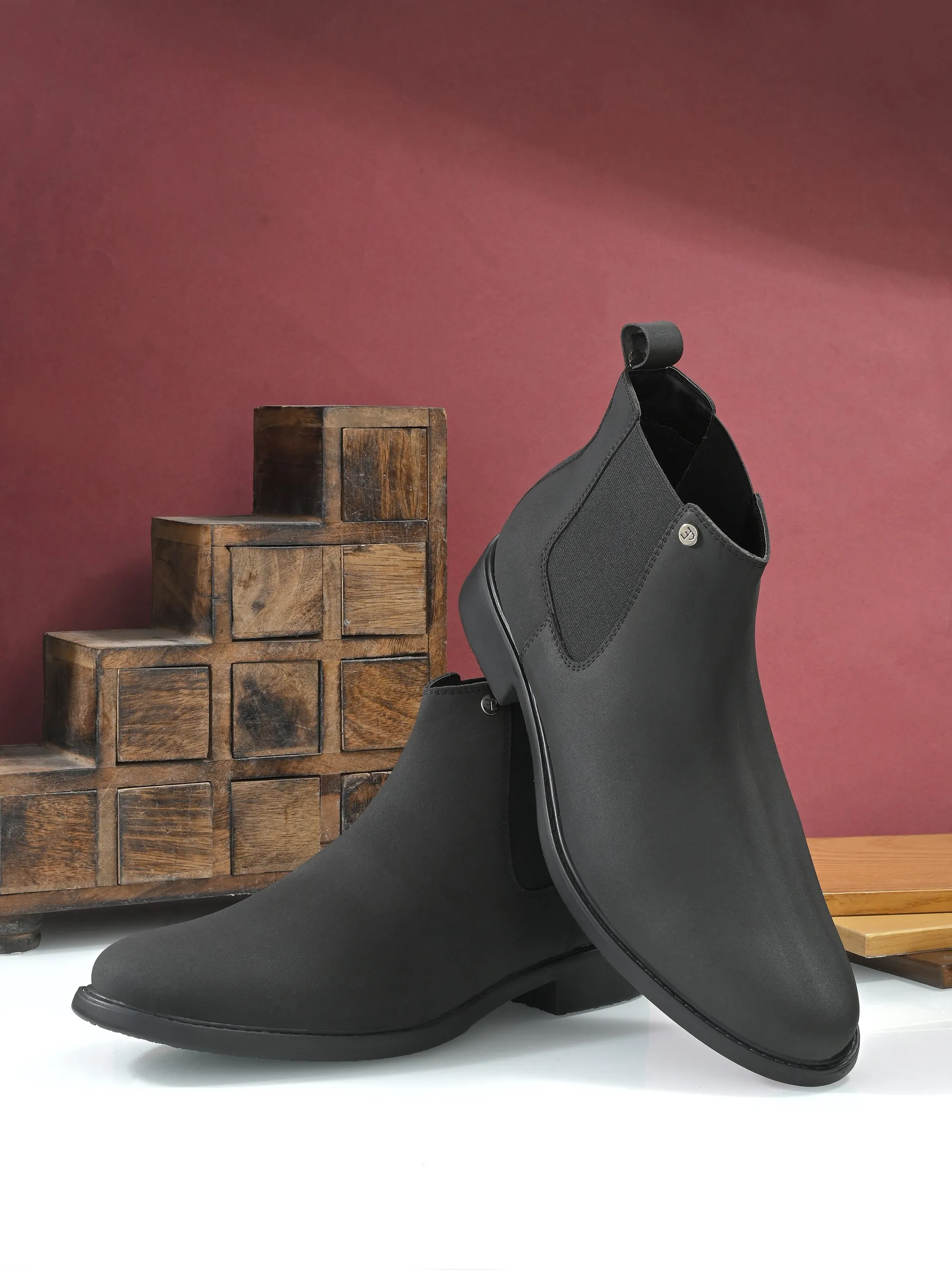 El Paso Men Faux Leather Casual Chelsea Boots
