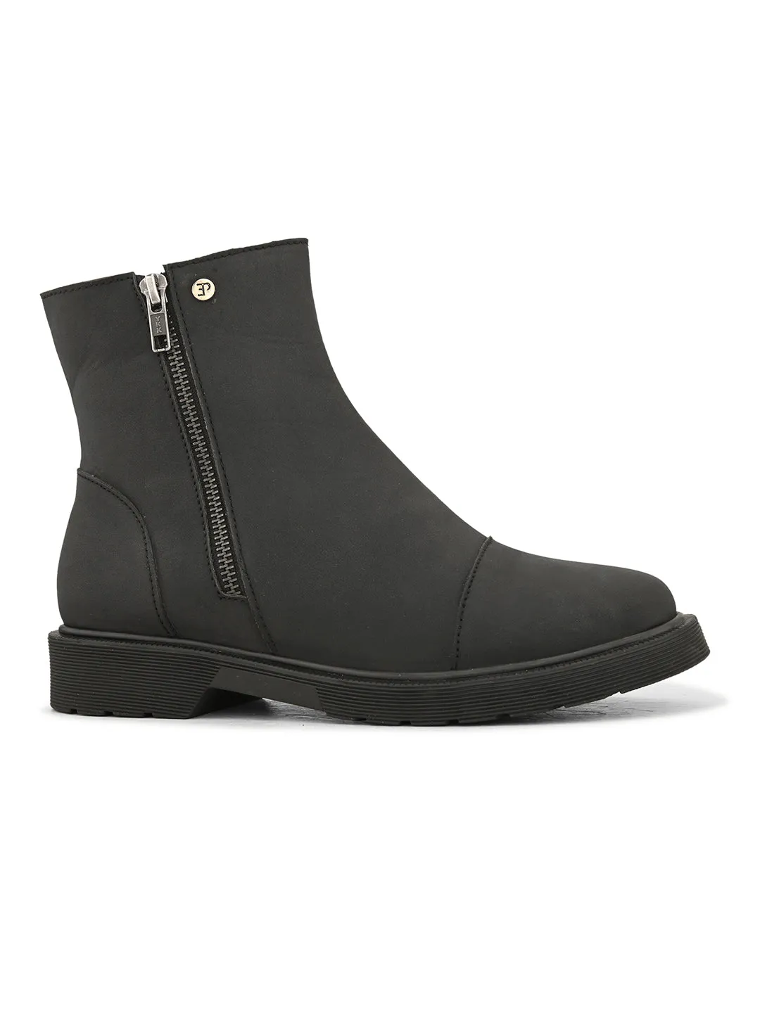 EL PASO Women Black Faux Leather Casual Chelsea Boots