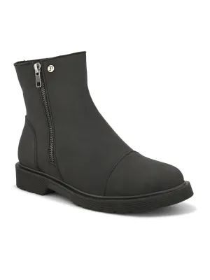 EL PASO Women Black Faux Leather Casual Chelsea Boots