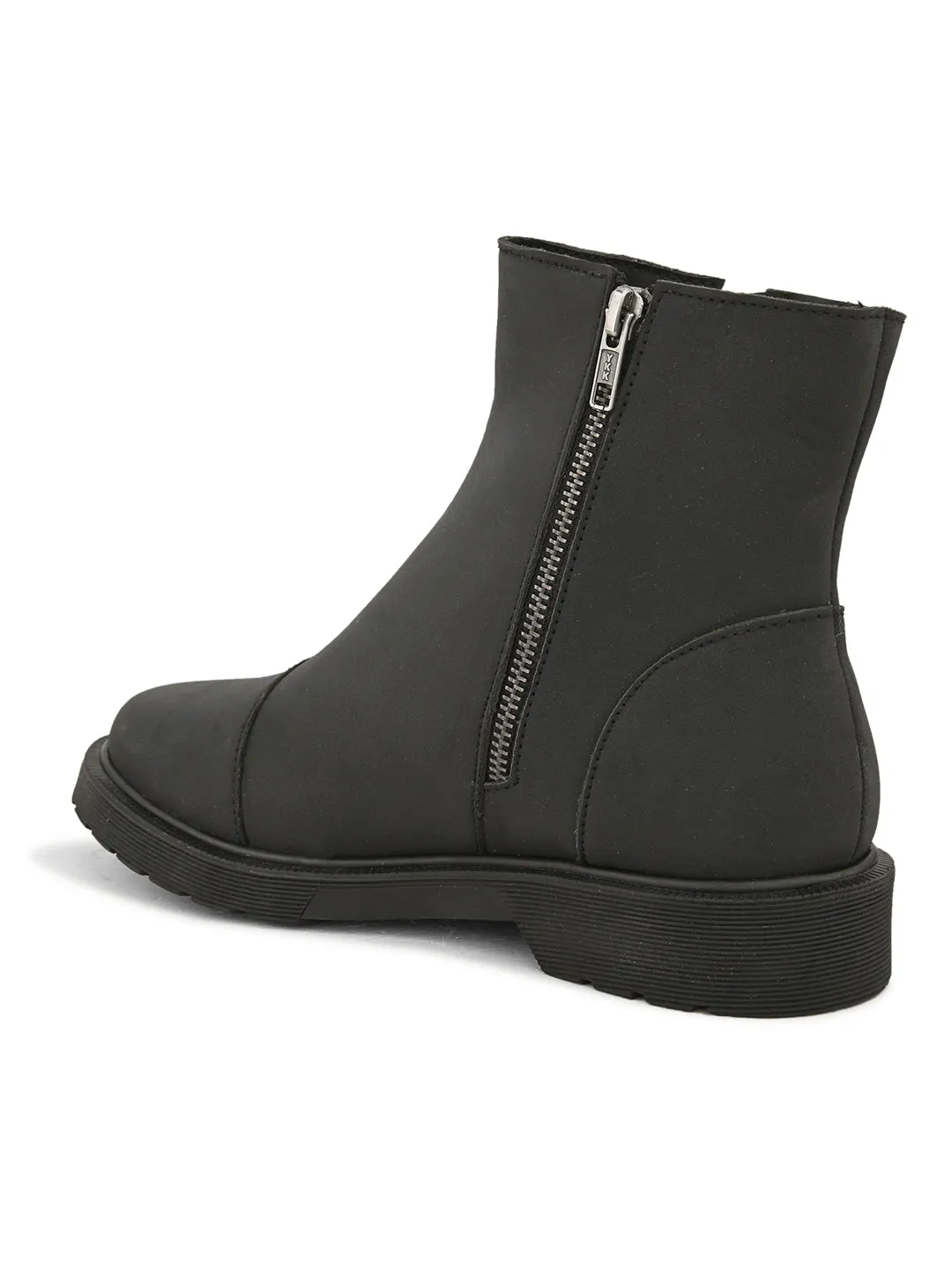EL PASO Women Black Faux Leather Casual Chelsea Boots