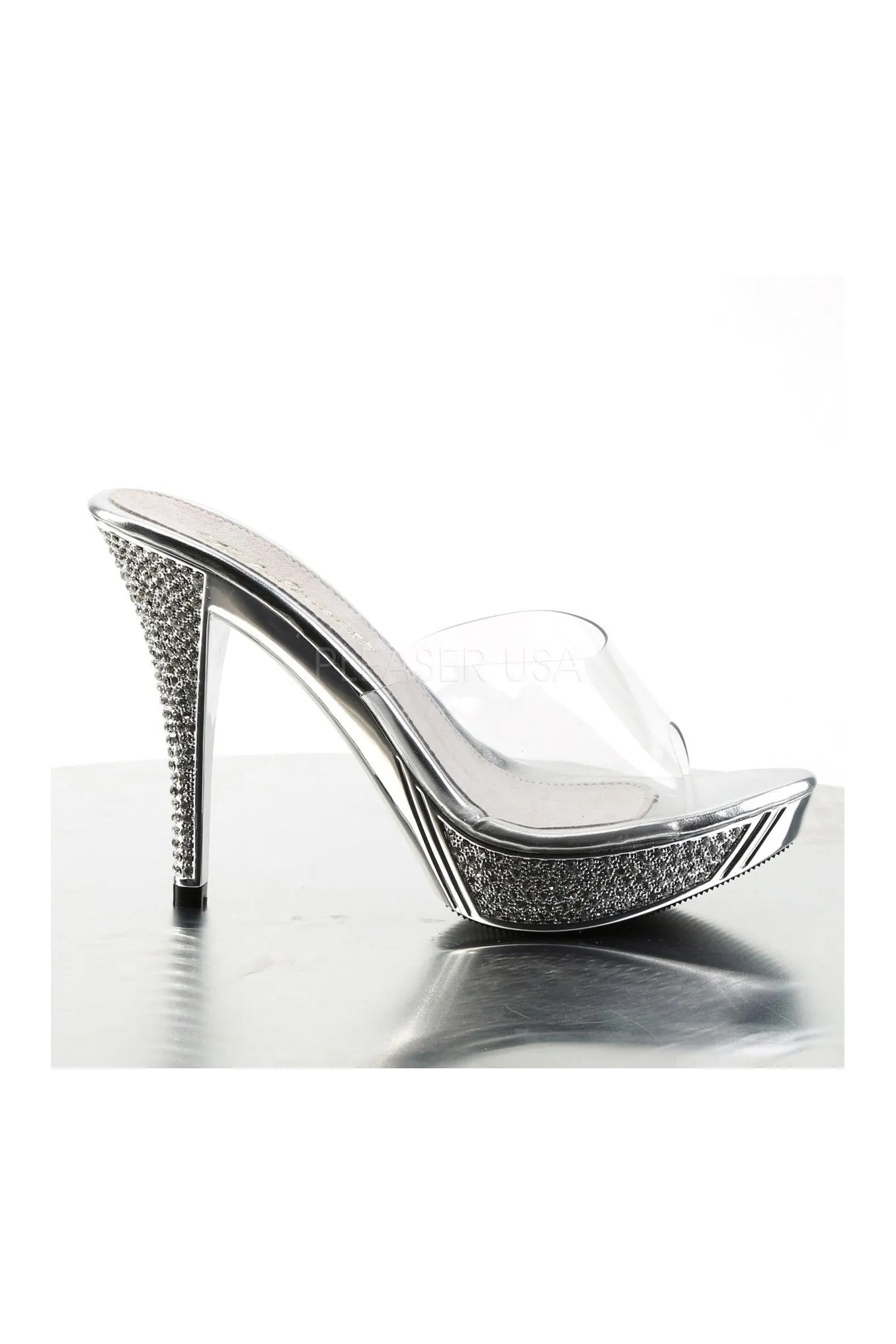ELEGANT-401 Platform Slide | Clear Vinyl