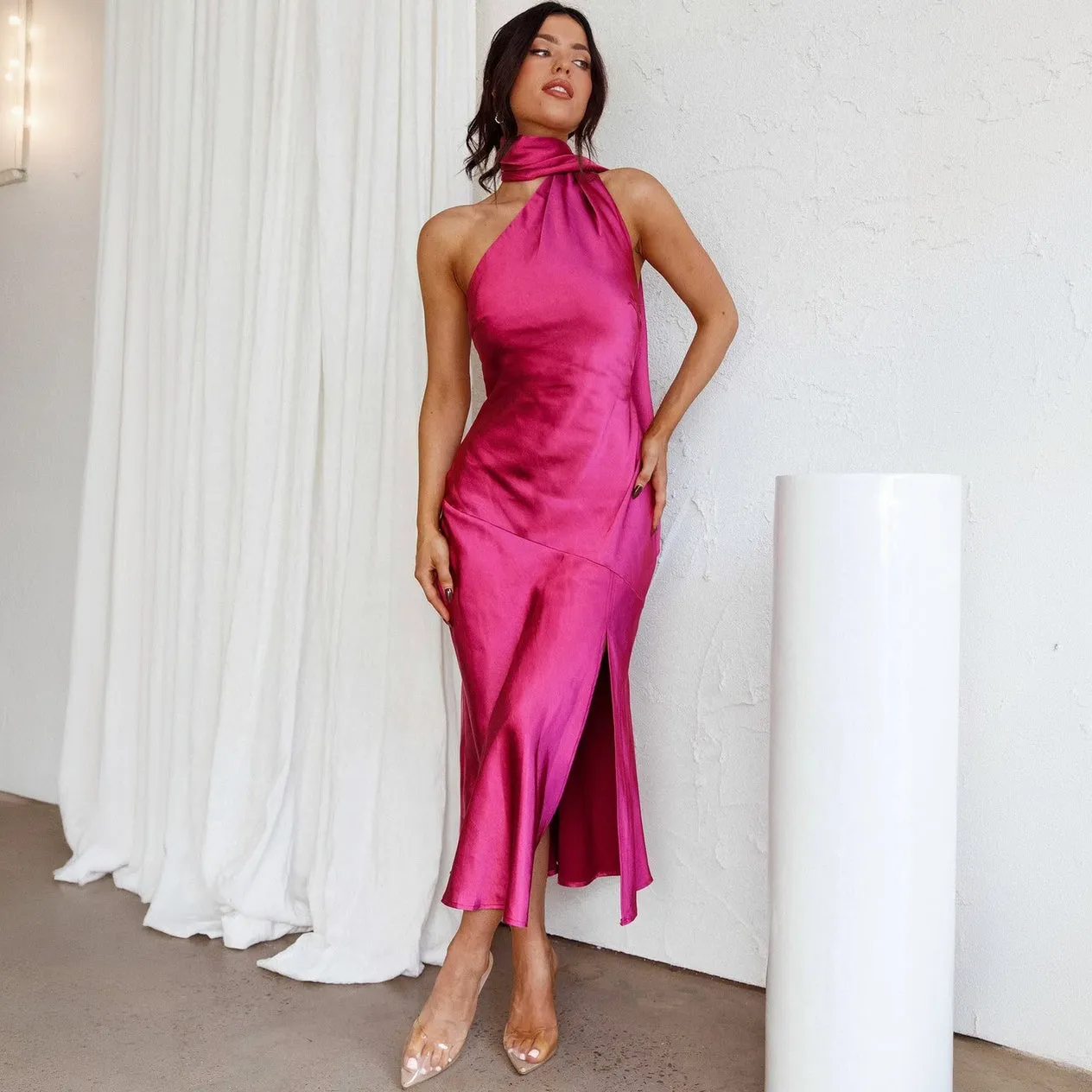 Elegant Asymmetrical Midi Dress