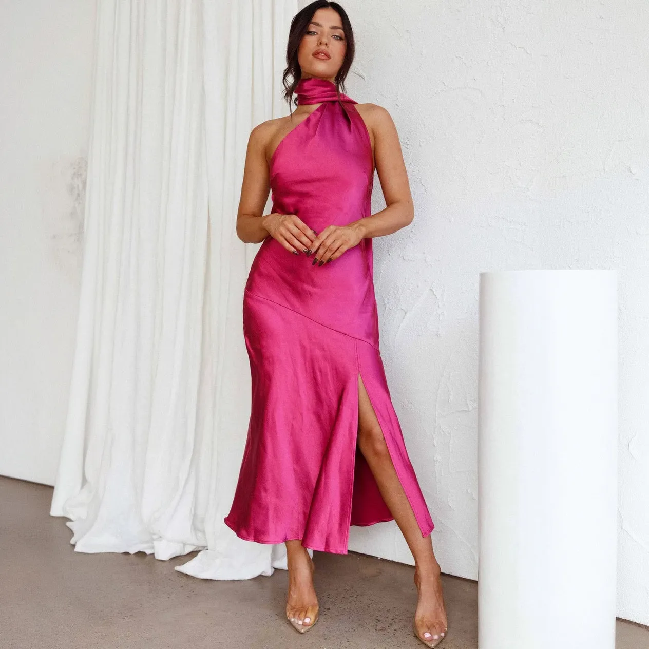 Elegant Asymmetrical Midi Dress