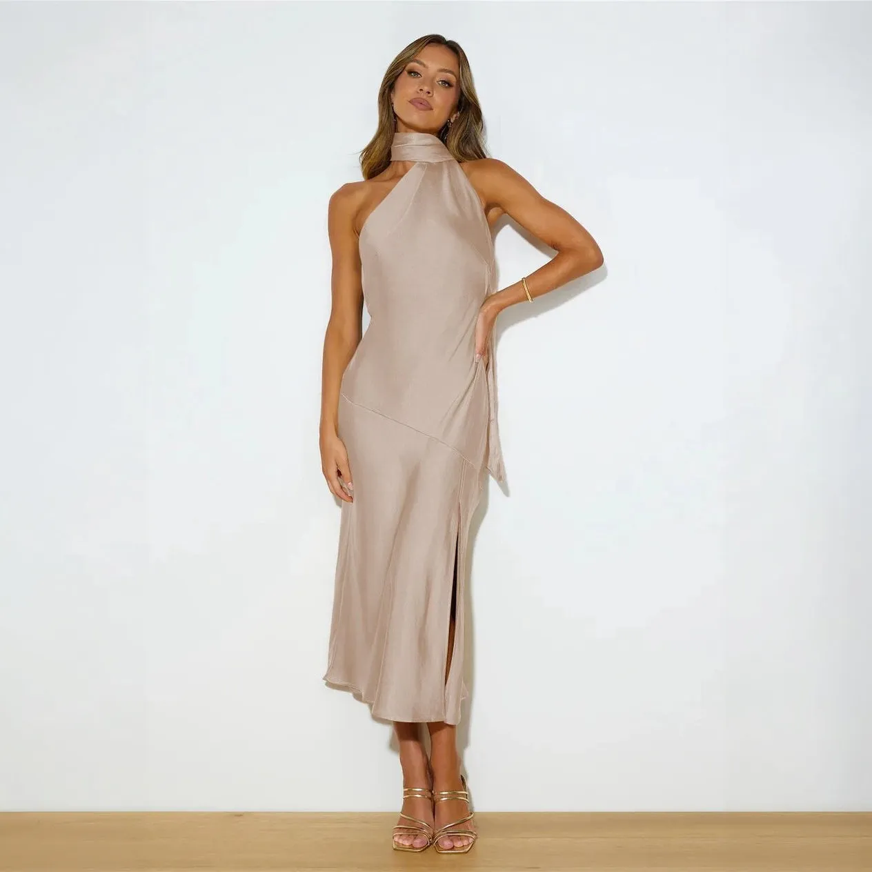 Elegant Asymmetrical Midi Dress