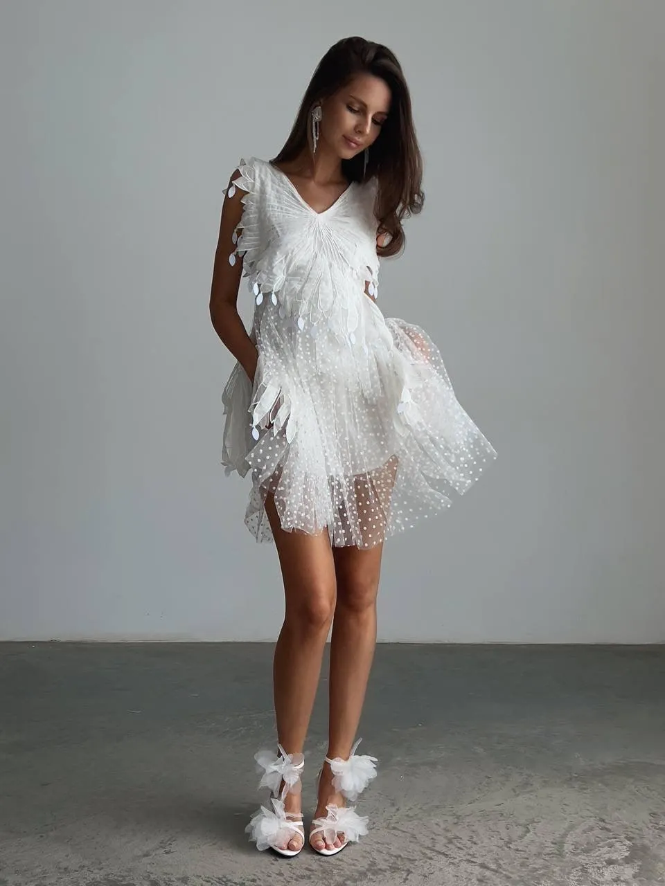 Elegant Feathered Mini Dress