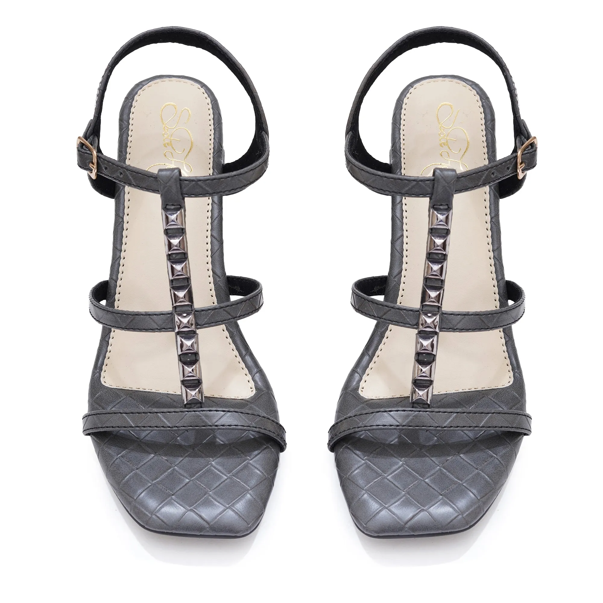 Elegant Grey Block Heel