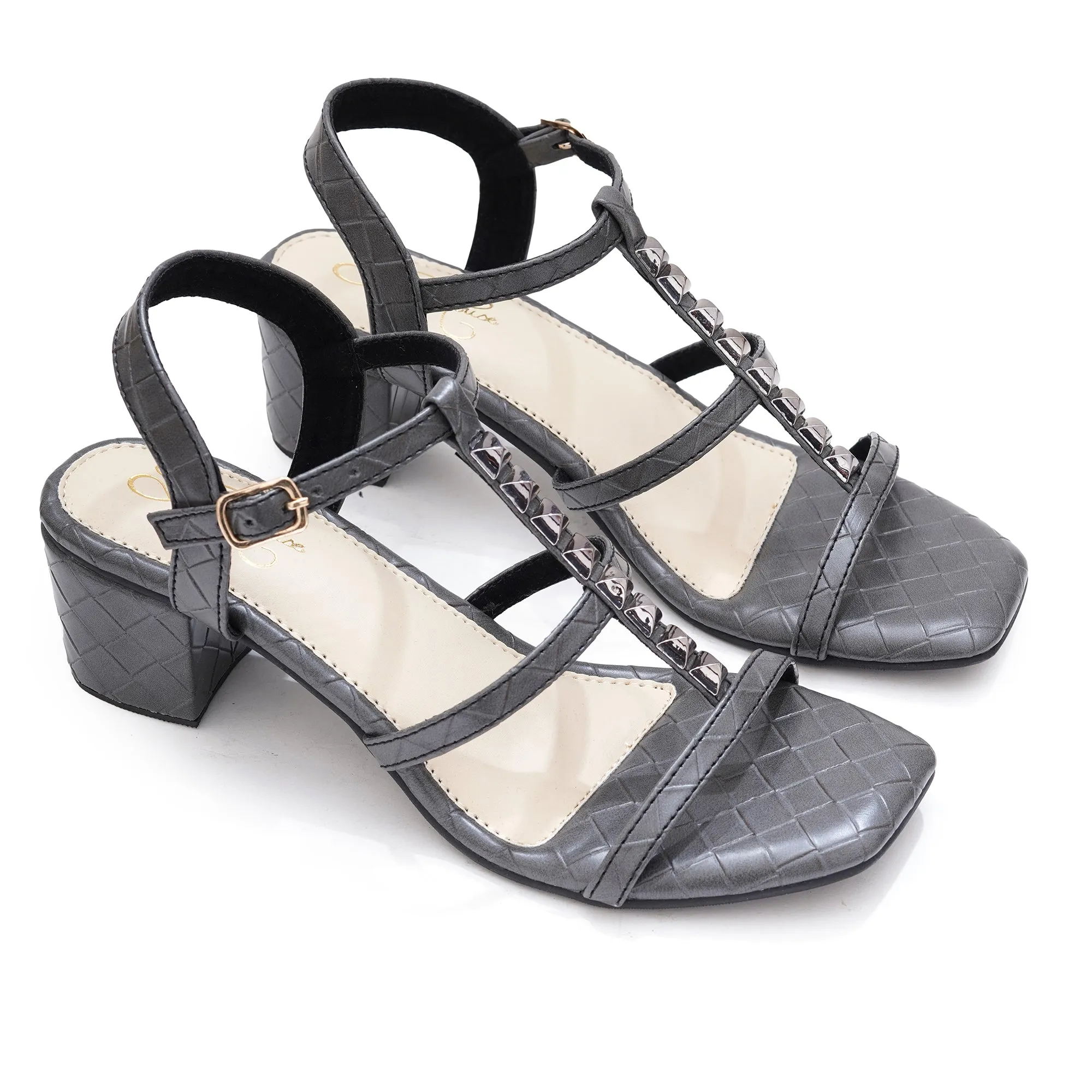 Elegant Grey Block Heel
