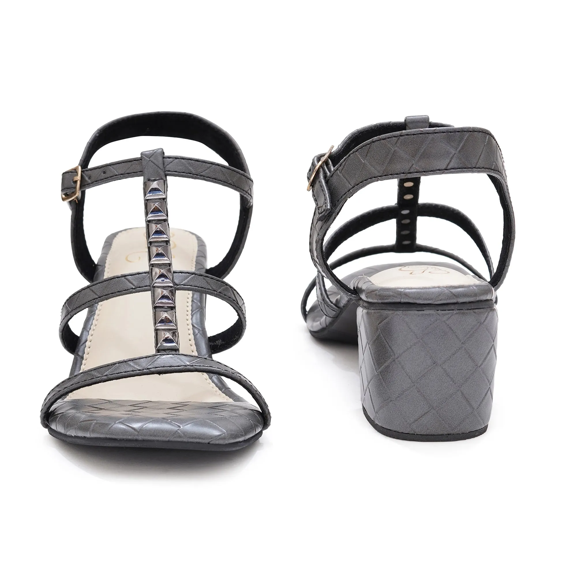 Elegant Grey Block Heel