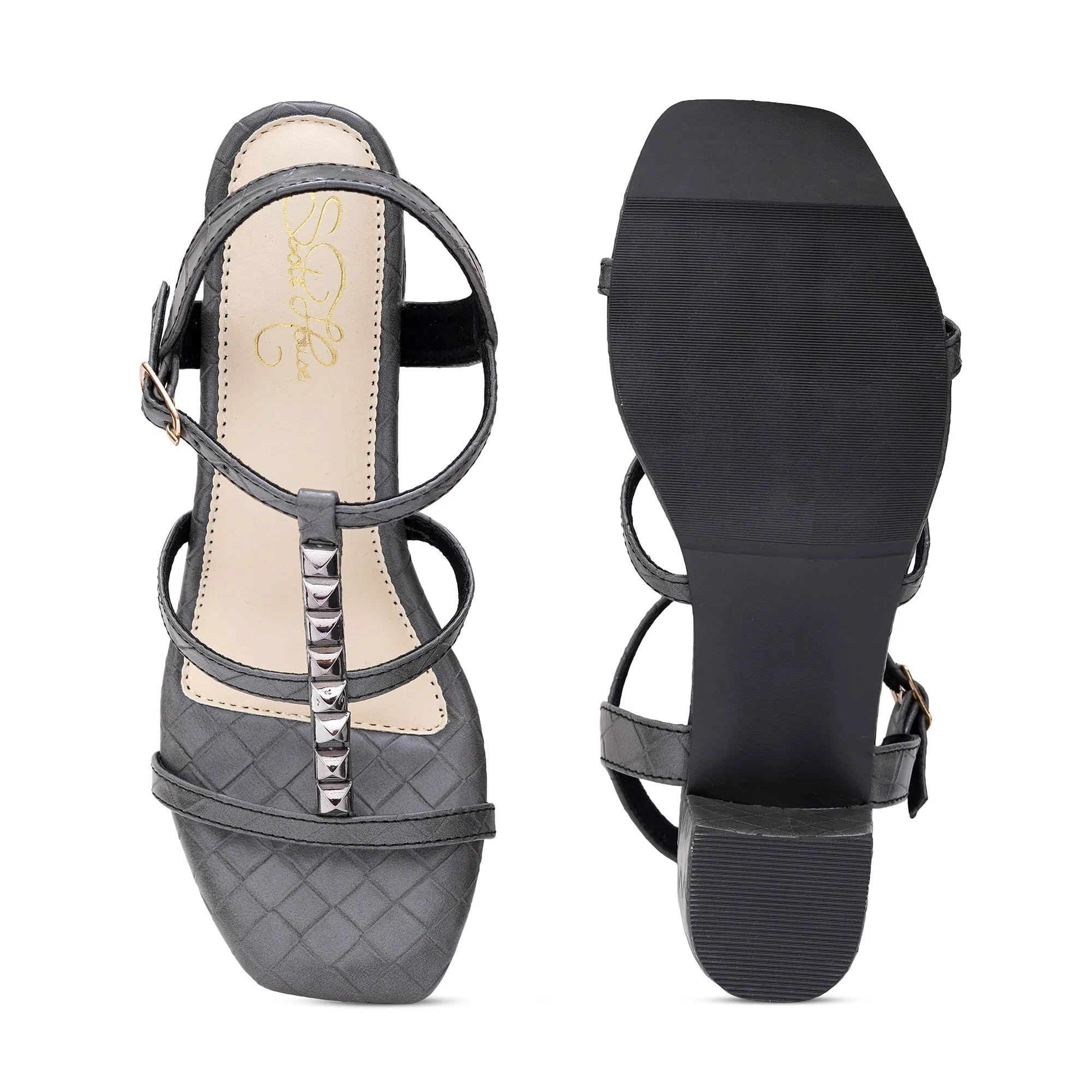 Elegant Grey Block Heel