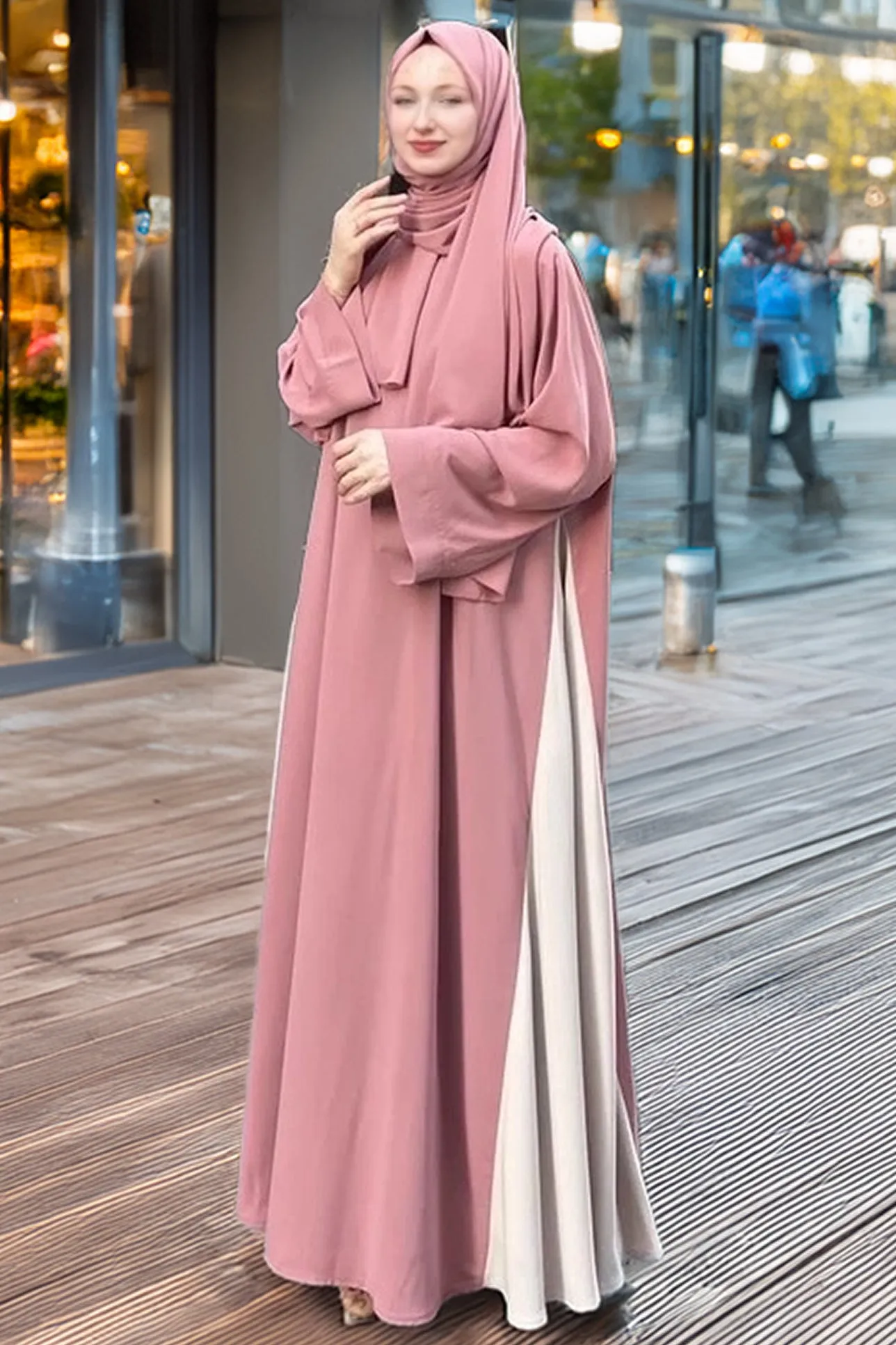 Elegant Rosewood Two-Tone Crepe Abaya