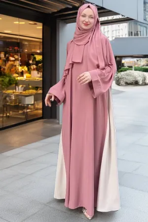 Elegant Rosewood Two-Tone Crepe Abaya