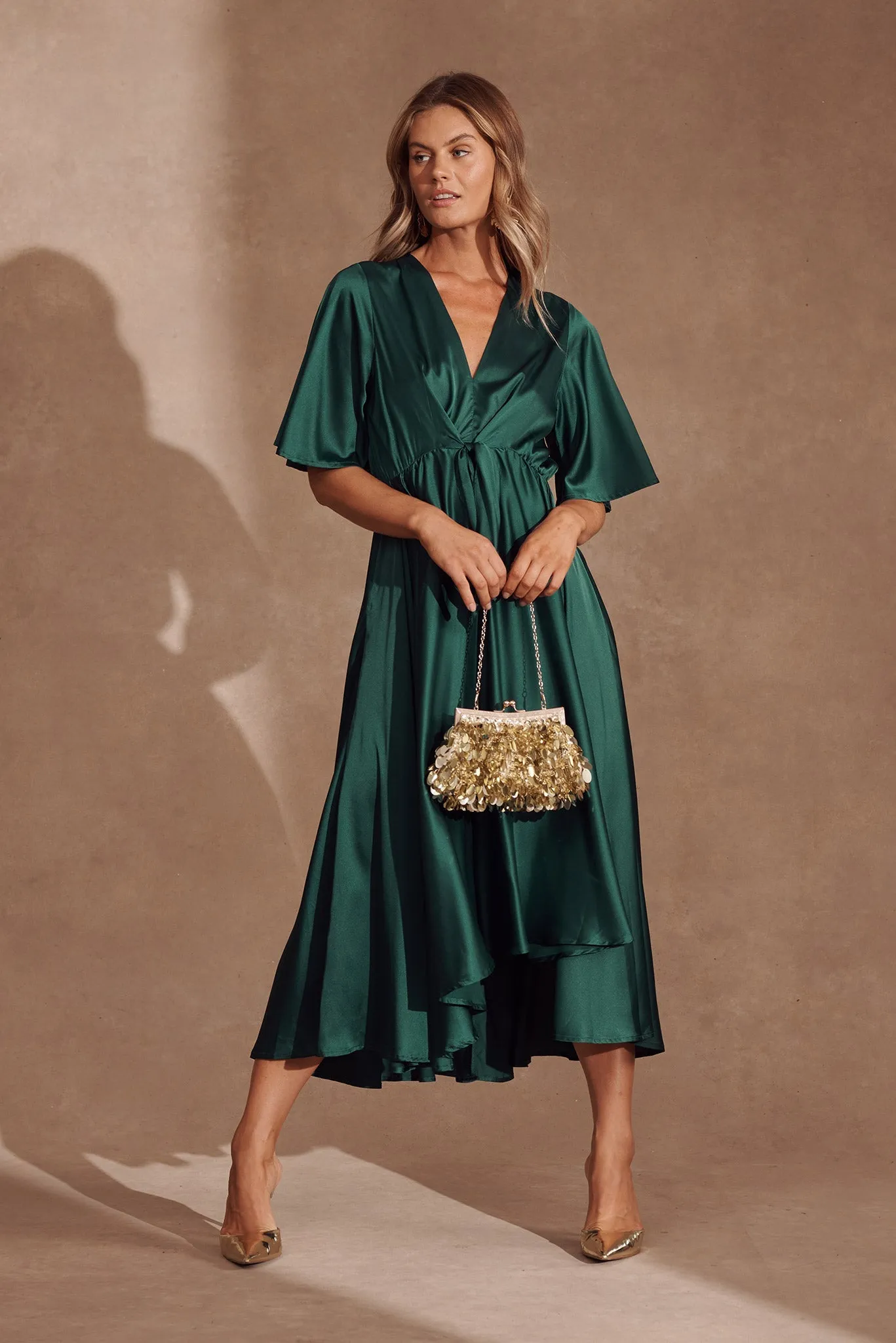 Emerald Green Satin Maxi Dress from Helsinki