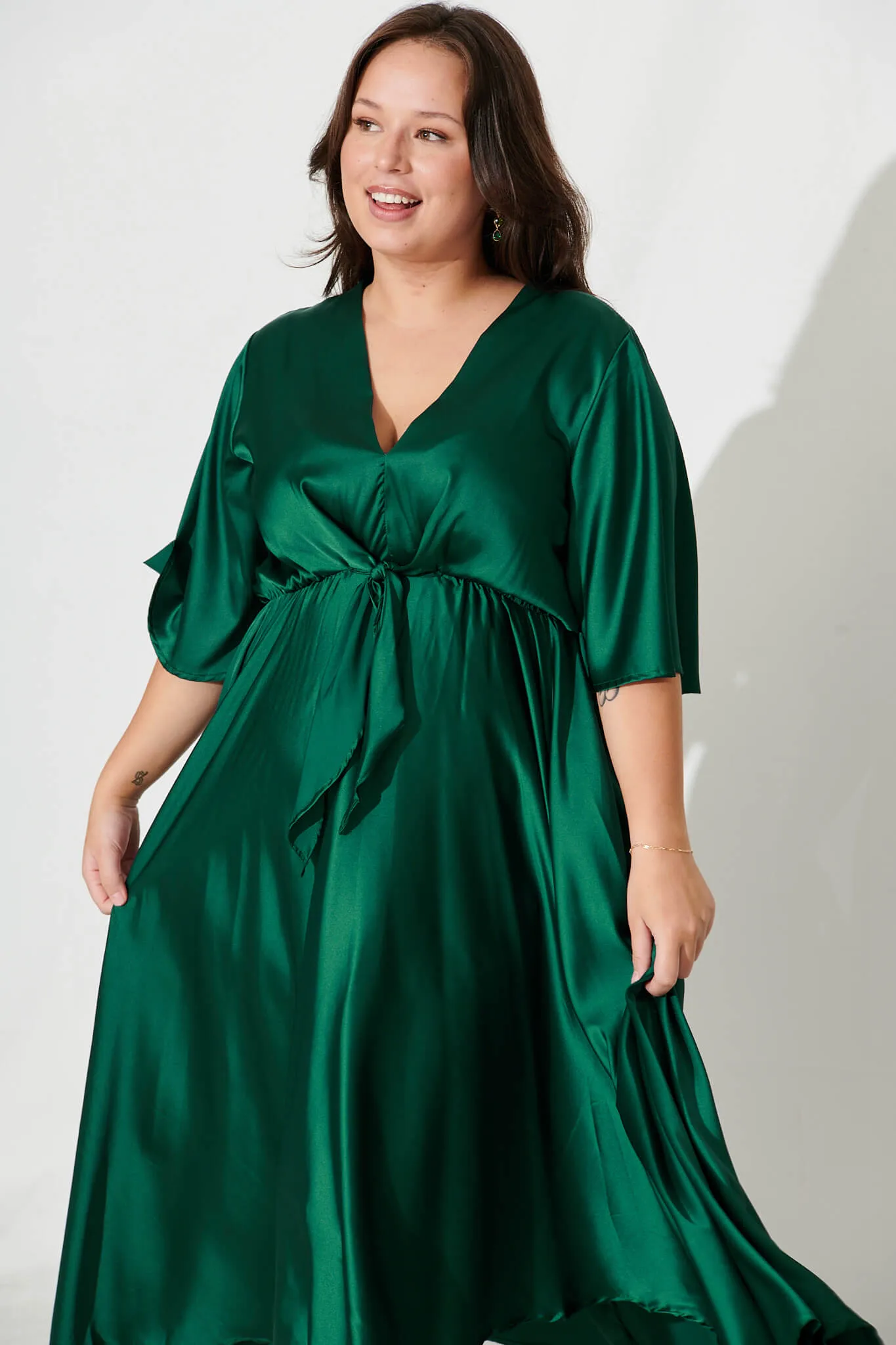 Emerald Green Satin Maxi Dress from Helsinki