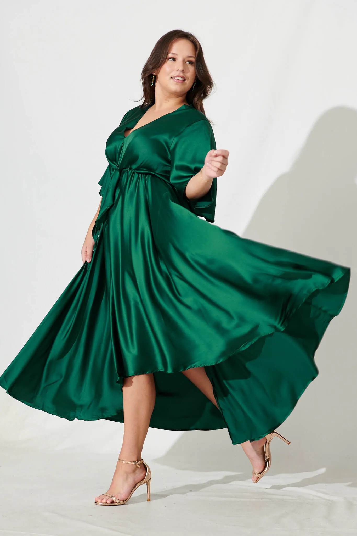 Emerald Green Satin Maxi Dress from Helsinki