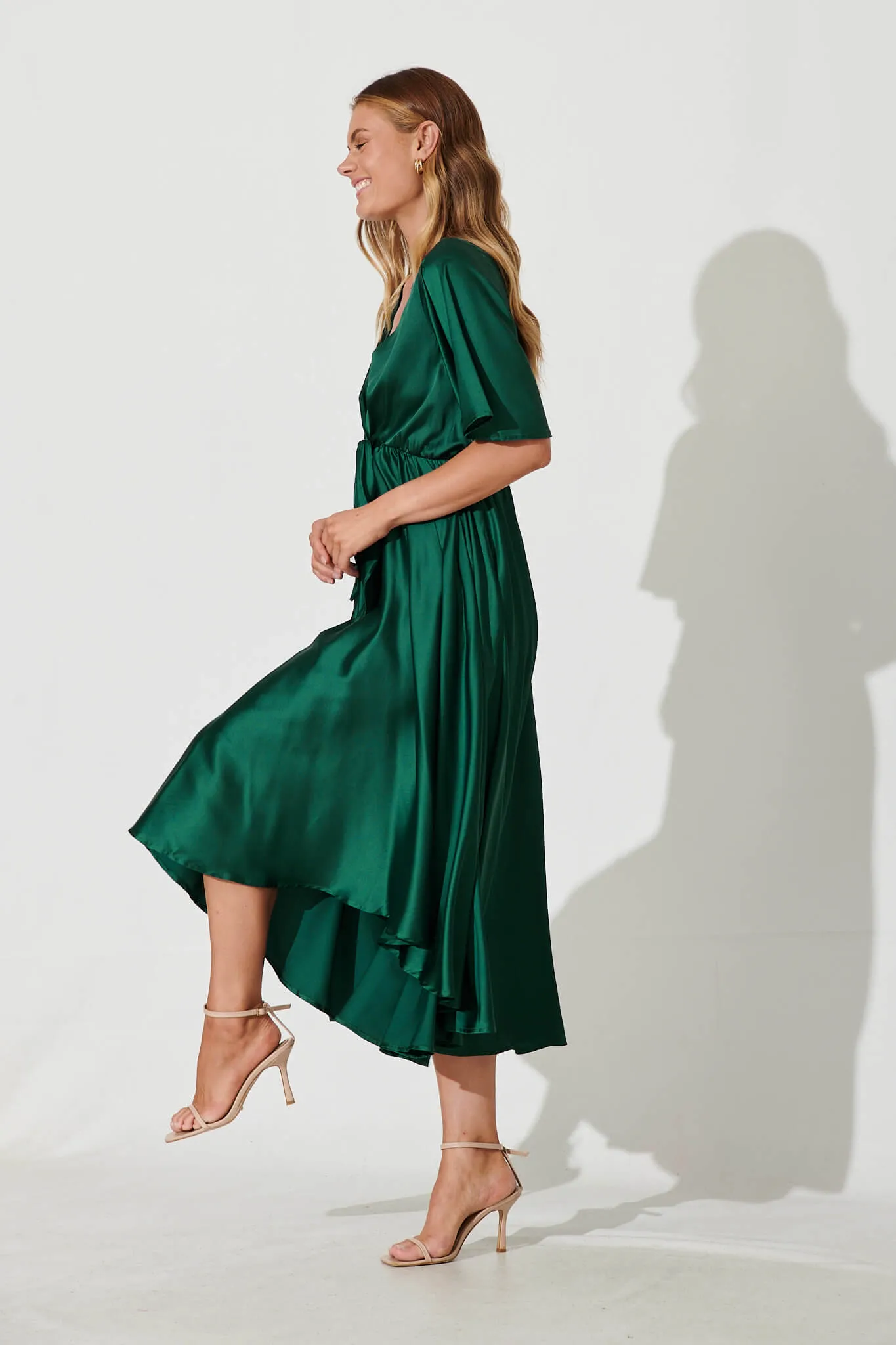 Emerald Green Satin Maxi Dress from Helsinki
