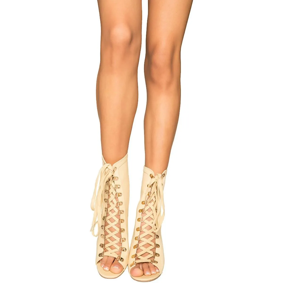 Eva-1 Lace-Up Boot Nude