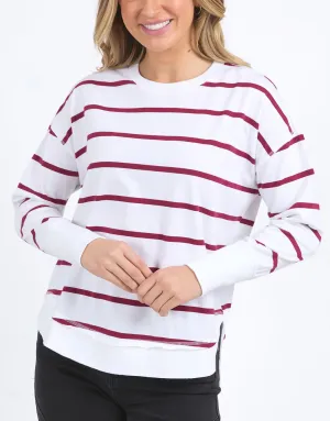 Farrah Stripe Long Sleeve - White/Beetroot Red Stripe