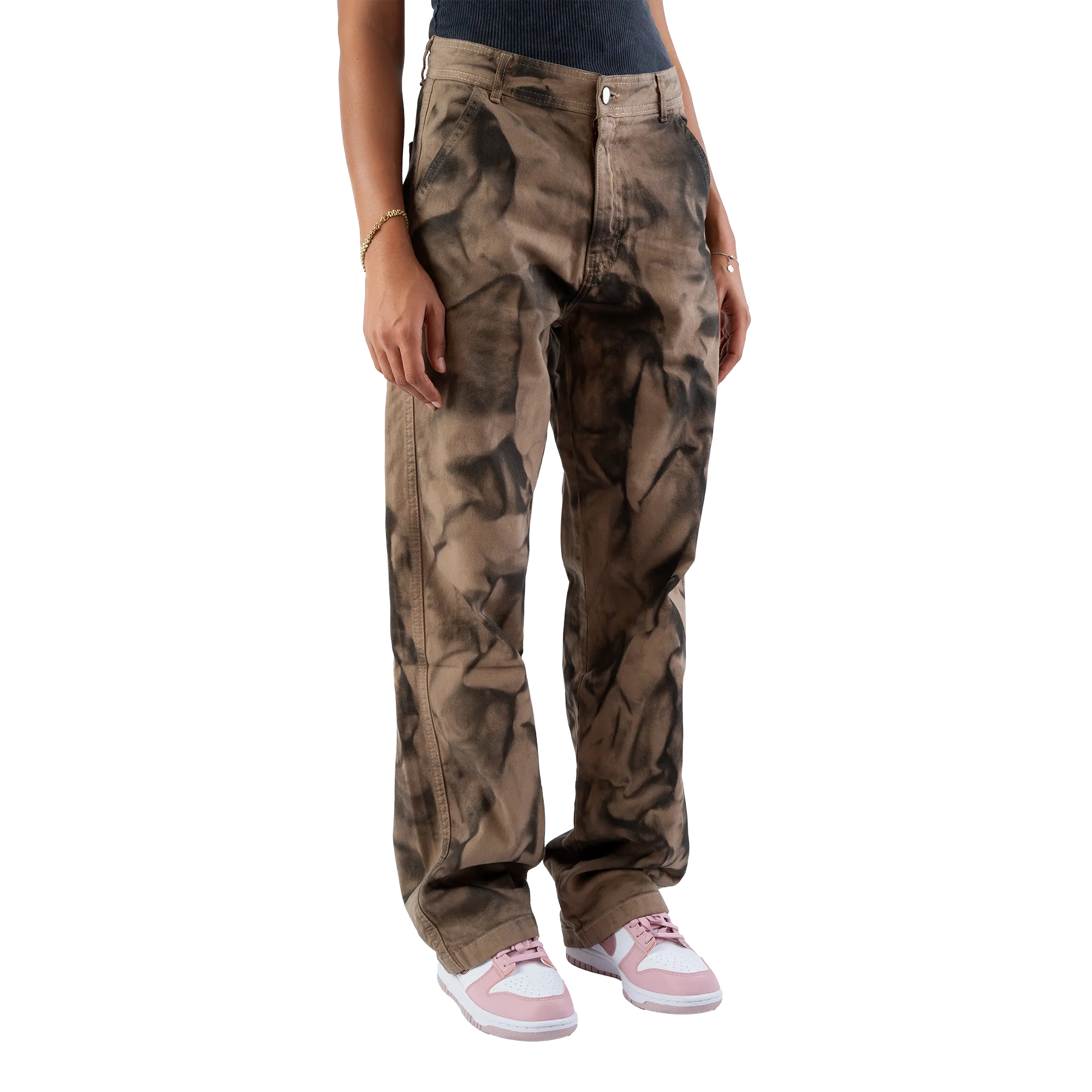 Fitsole Grungy Tie-Die Black Pants