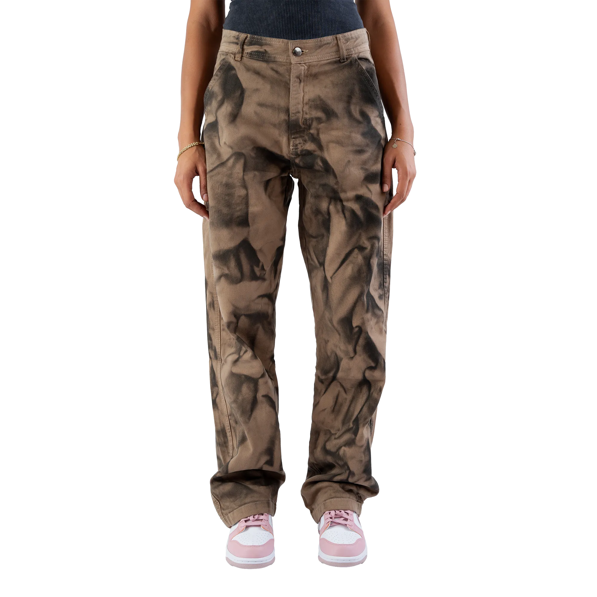 Fitsole Grungy Tie-Die Black Pants