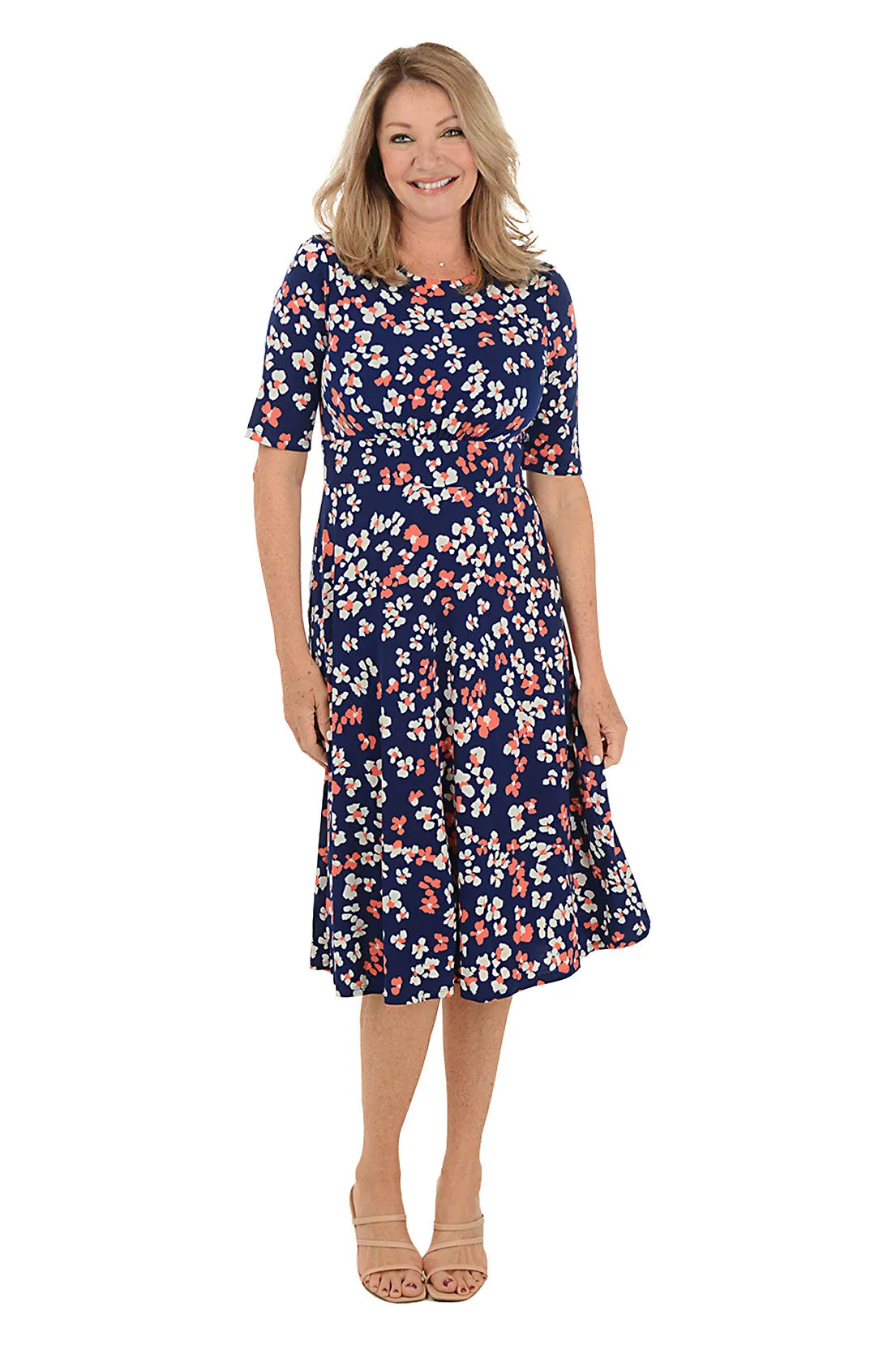 Floral Elbow Sleeve Tea Dress