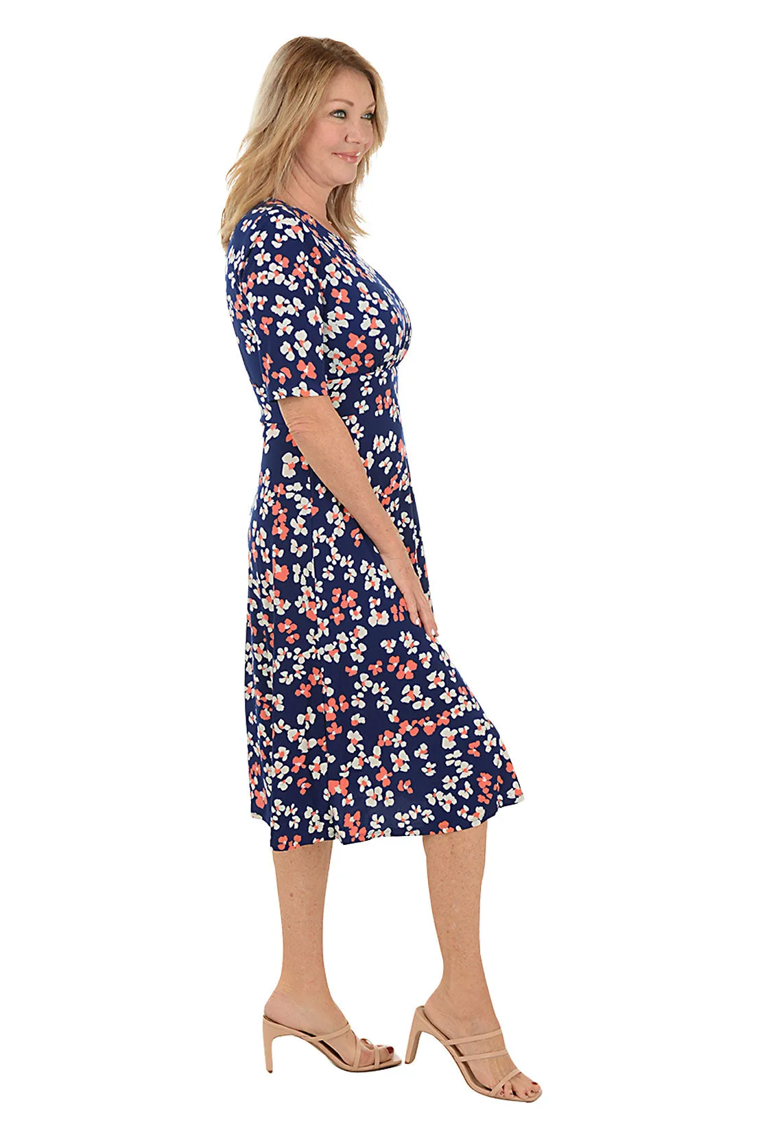 Floral Elbow Sleeve Tea Dress
