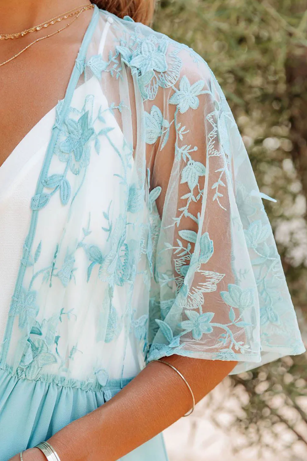 Floral Mesh Lace Crochet Open Front Kimono