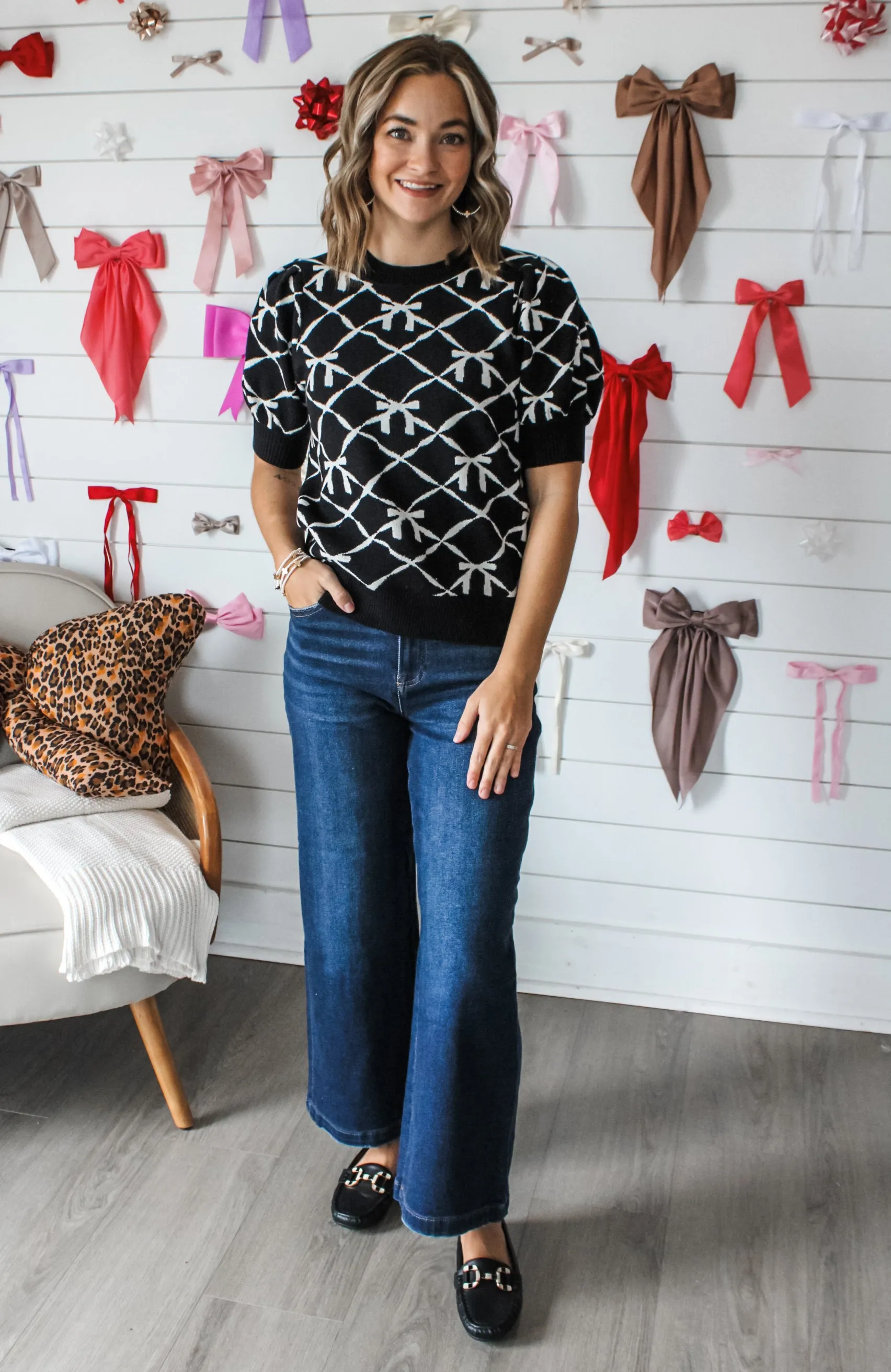 Forever & Ever Bow Sweater • Black