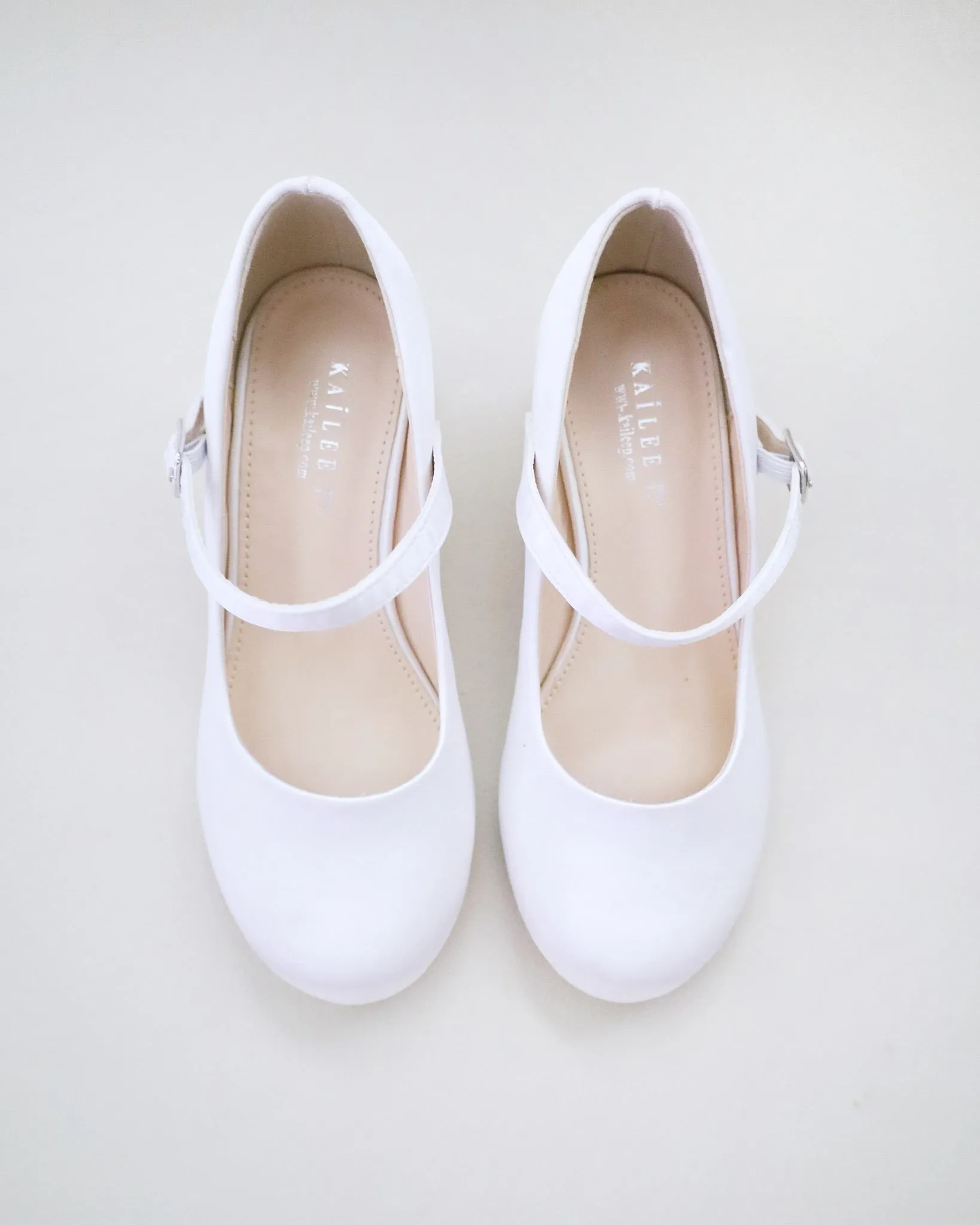 Girls Satin Mary Jane Block Heel