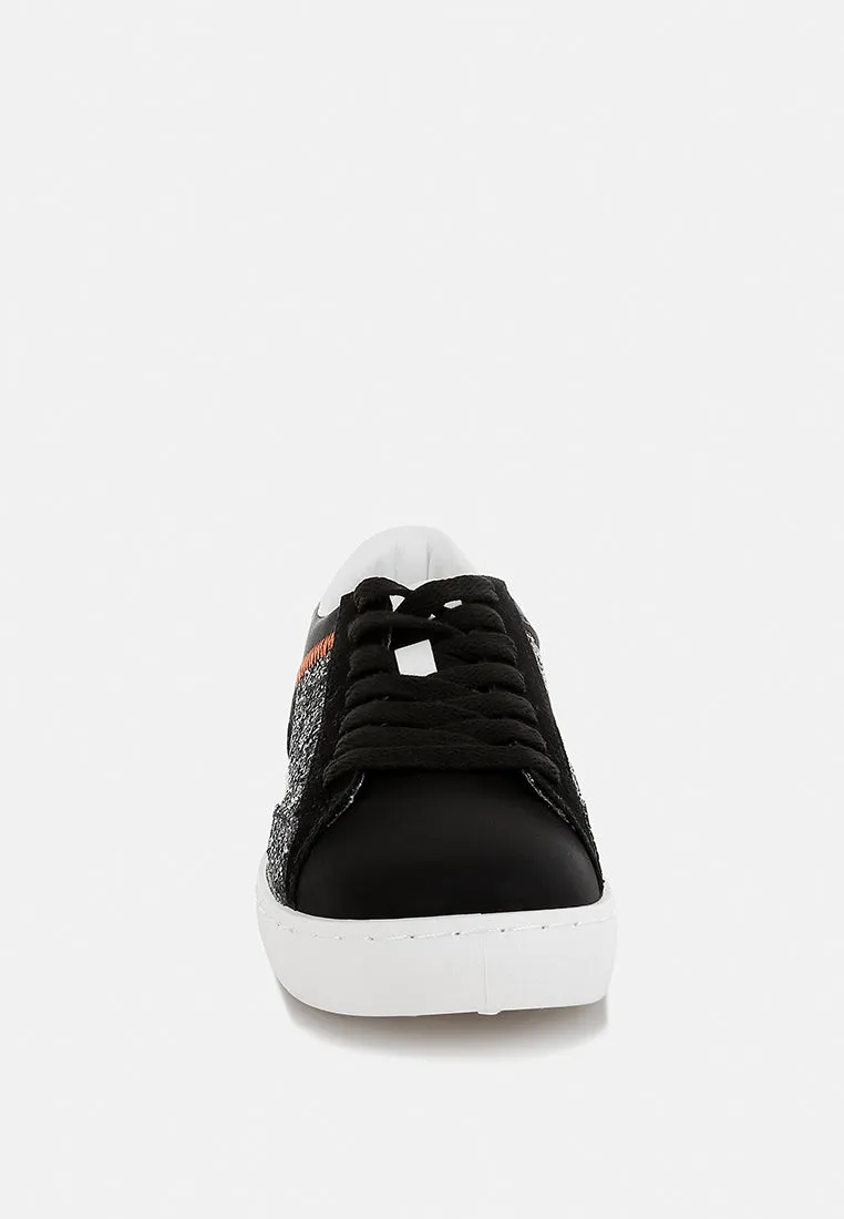 Glitter Faux Leather Sneakers by RUW