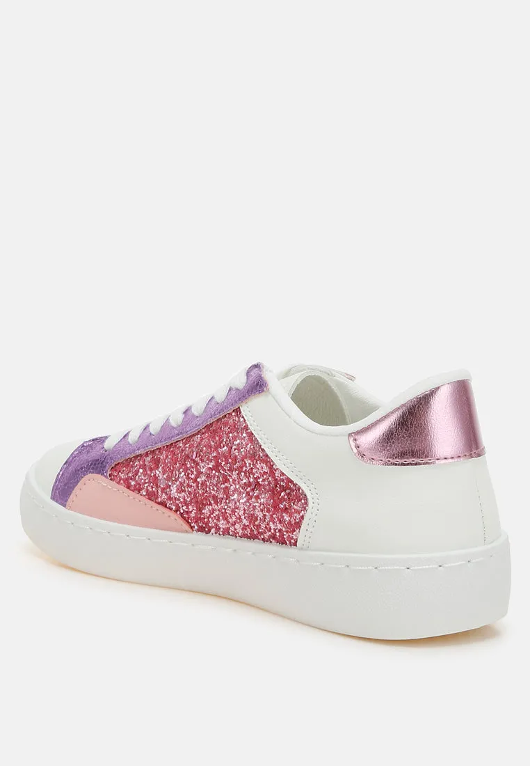Glitter Faux Leather Sneakers by RUW