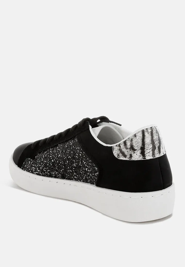 Glitter Faux Leather Sneakers by RUW