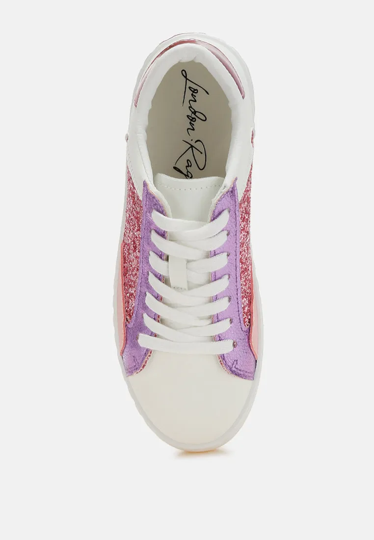 Glitter Faux Leather Sneakers by RUW