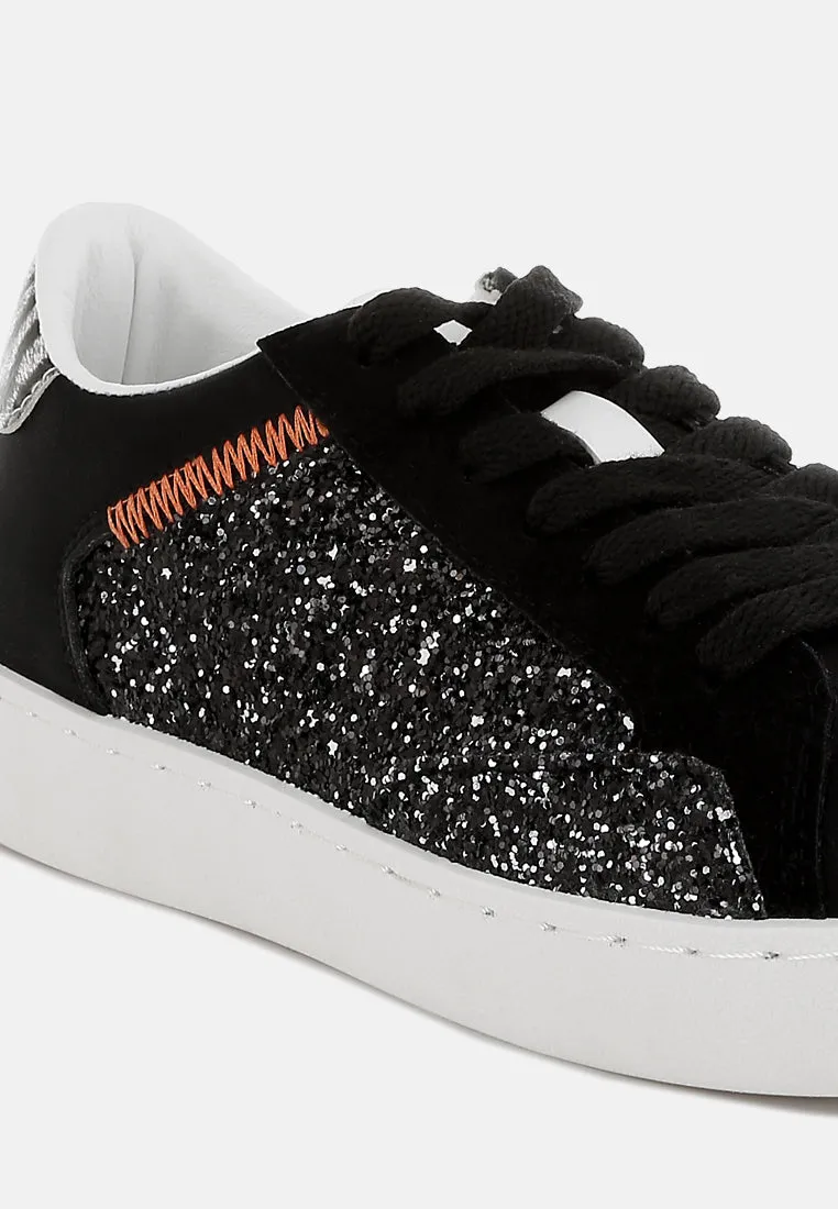 Glitter Faux Leather Sneakers by RUW