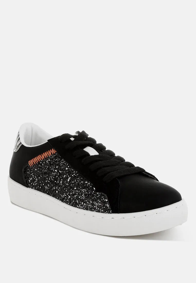 Glitter Faux Leather Sneakers by RUW