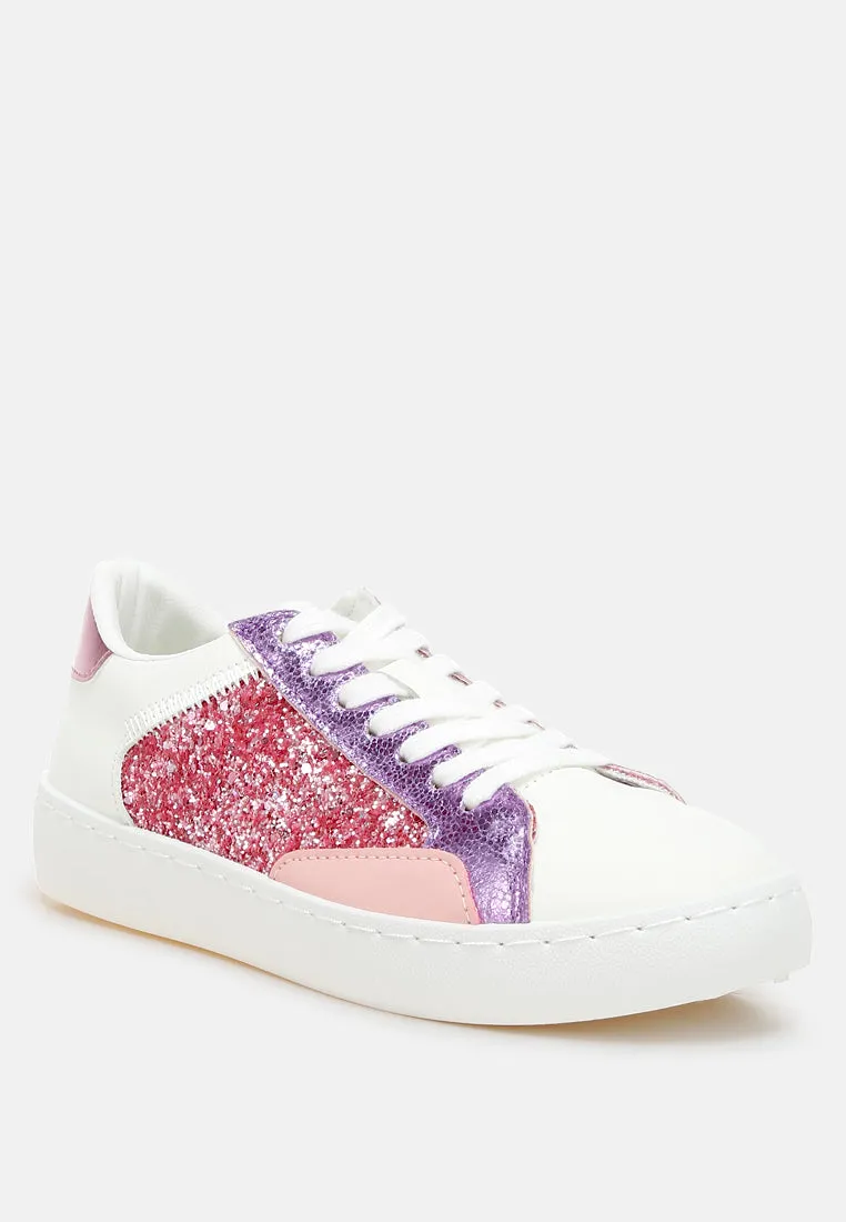 Glitter Faux Leather Sneakers by RUW