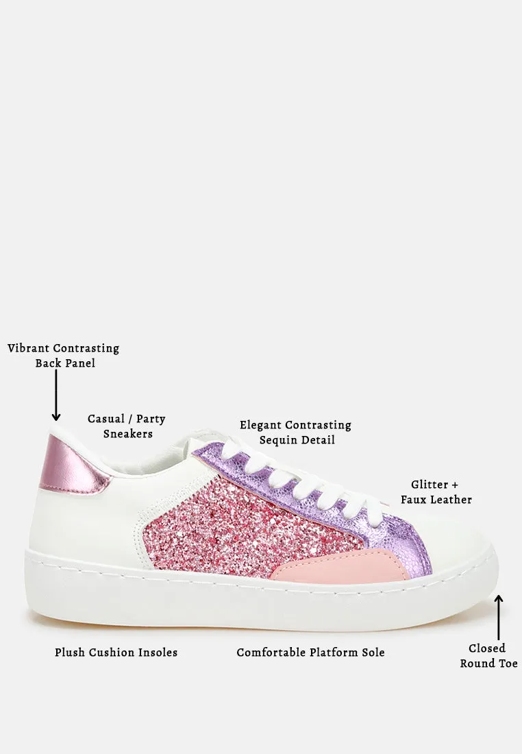 Glitter Faux Leather Sneakers by RUW