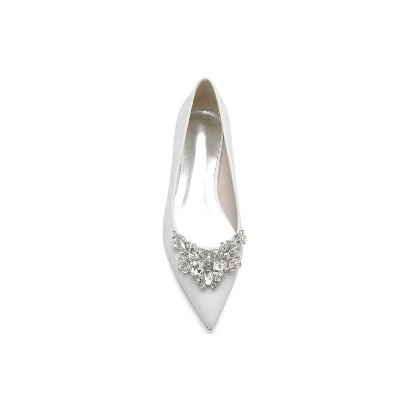 Glitter Pointed Toe Rhinestone Low Heels