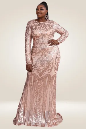 Gold Plus Size Maxi Sequin Dress