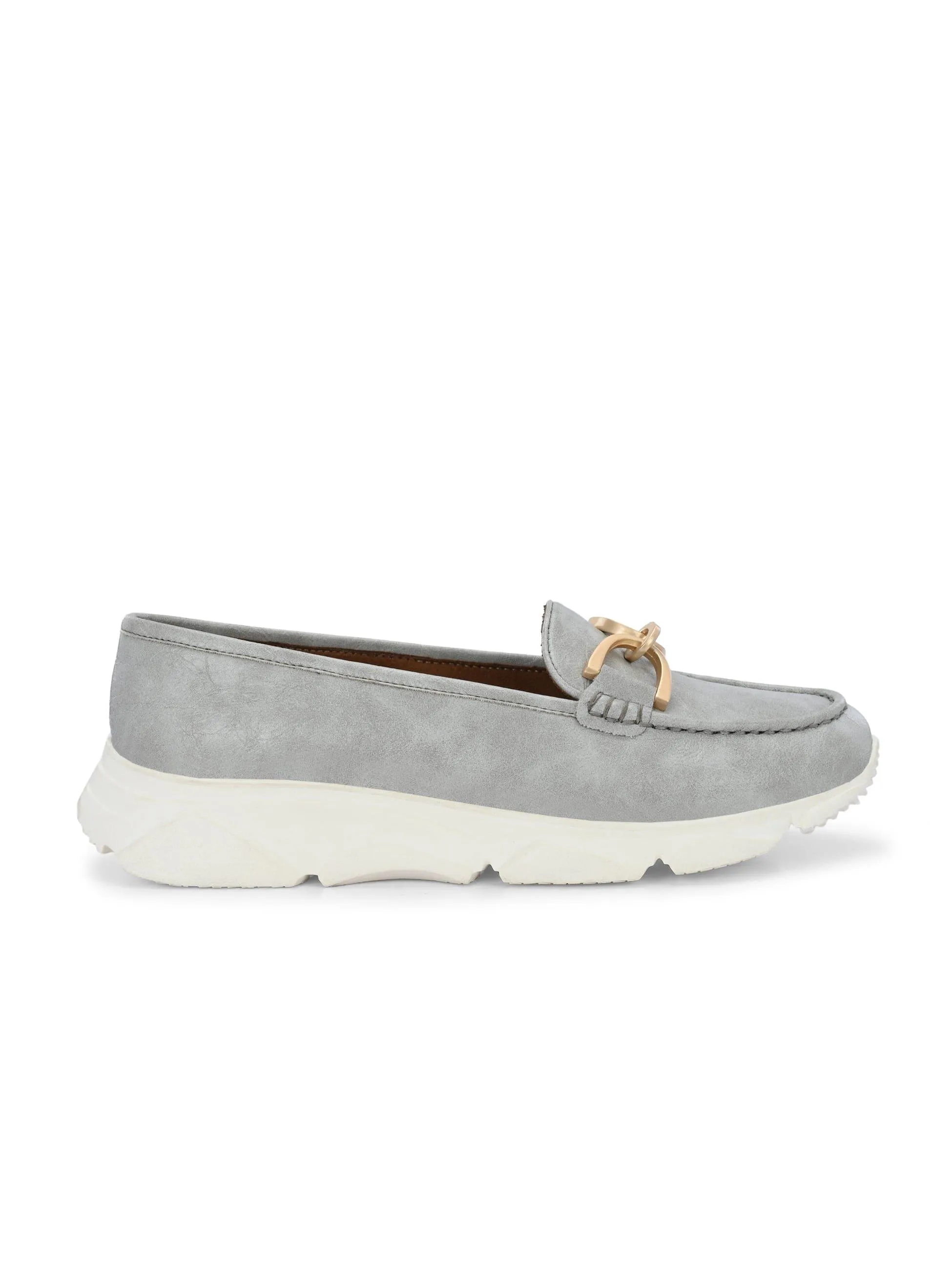 Gray Buckled Sneakers