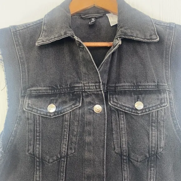 H&amp;M - Y2K Black Stonewash Denim Sleeveless Vest Size XXS