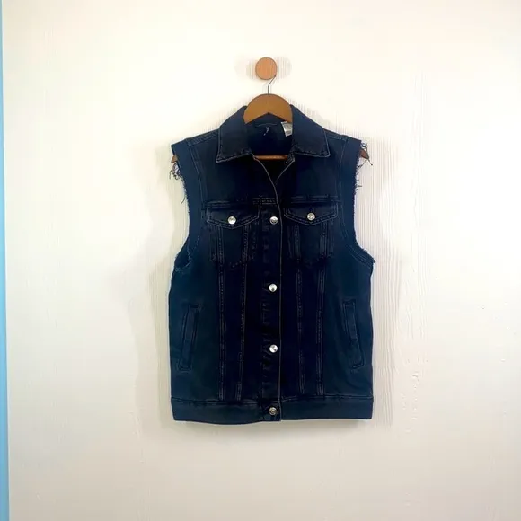H&amp;M - Y2K Black Stonewash Denim Sleeveless Vest Size XXS