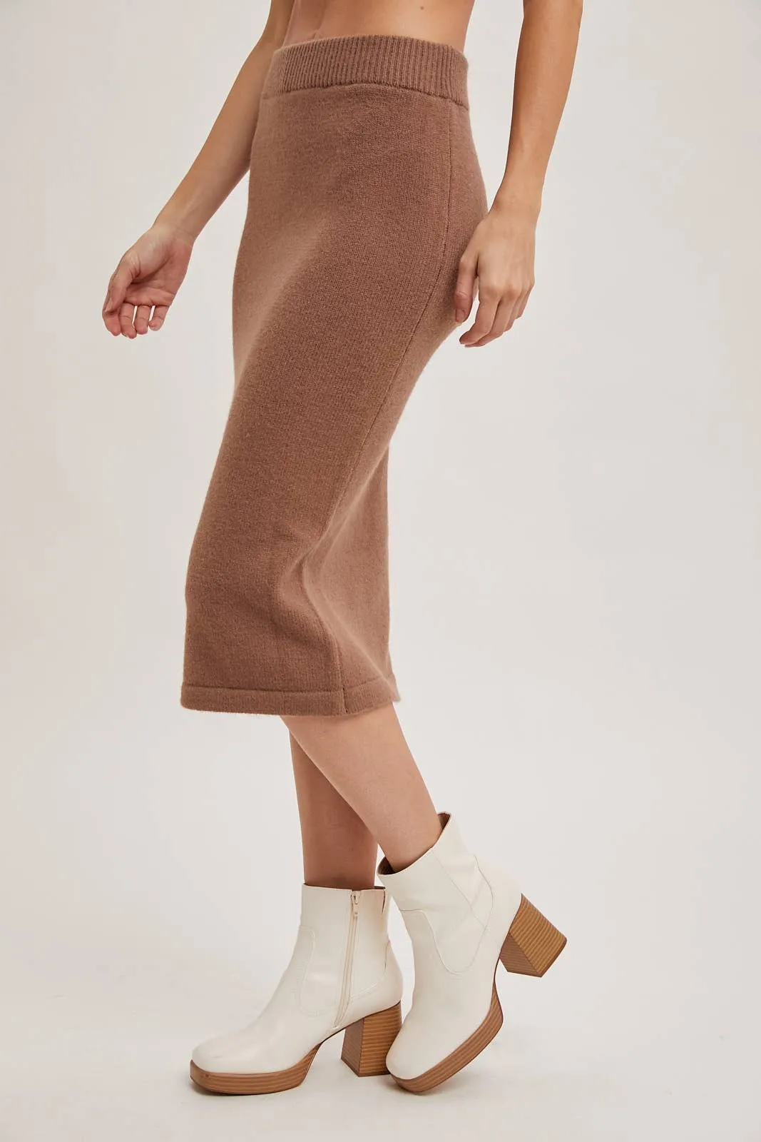 Happy Together Knit Hoodie & Pencil Skirt Set: Oatmeal