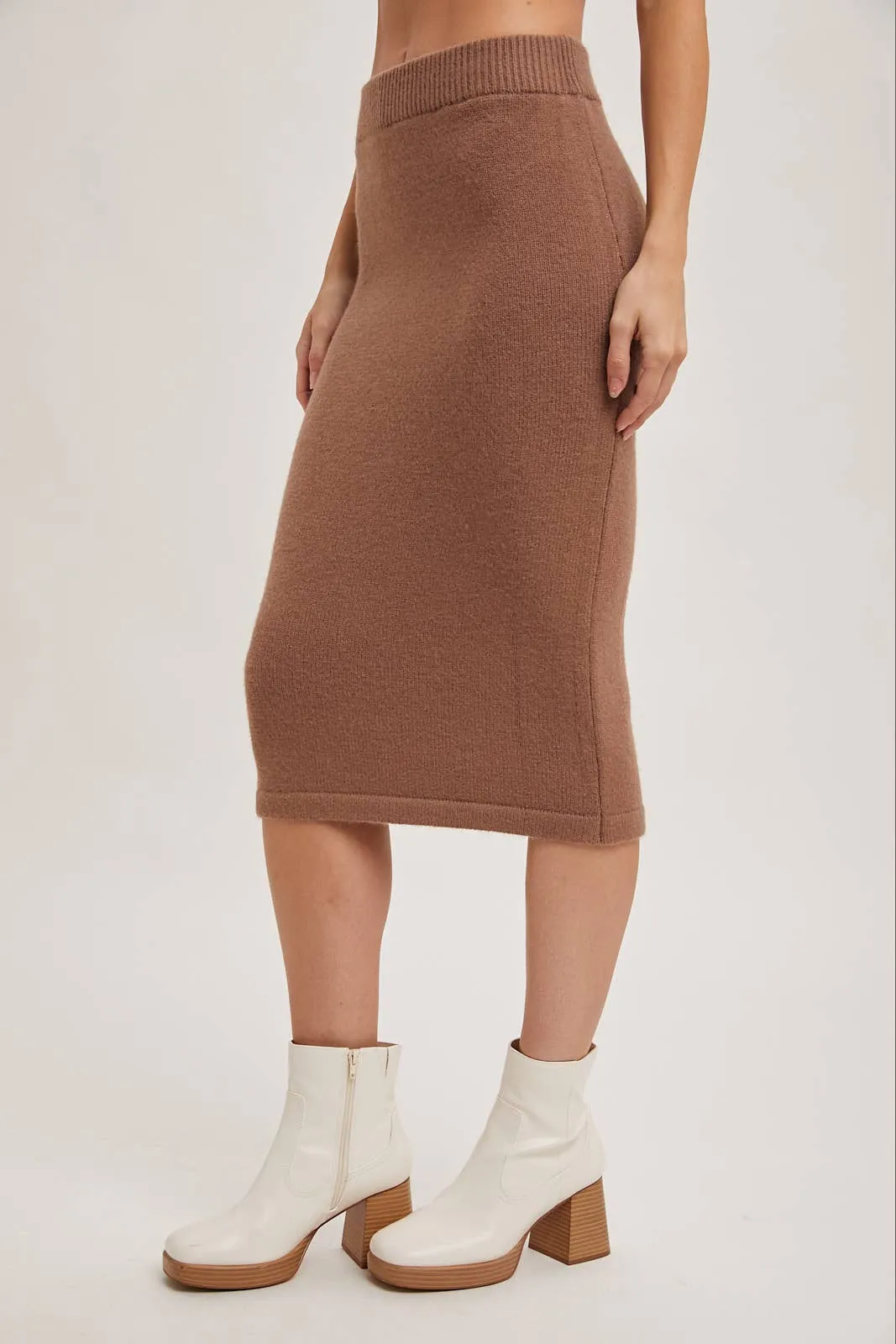 Happy Together Knit Hoodie & Pencil Skirt Set: Oatmeal