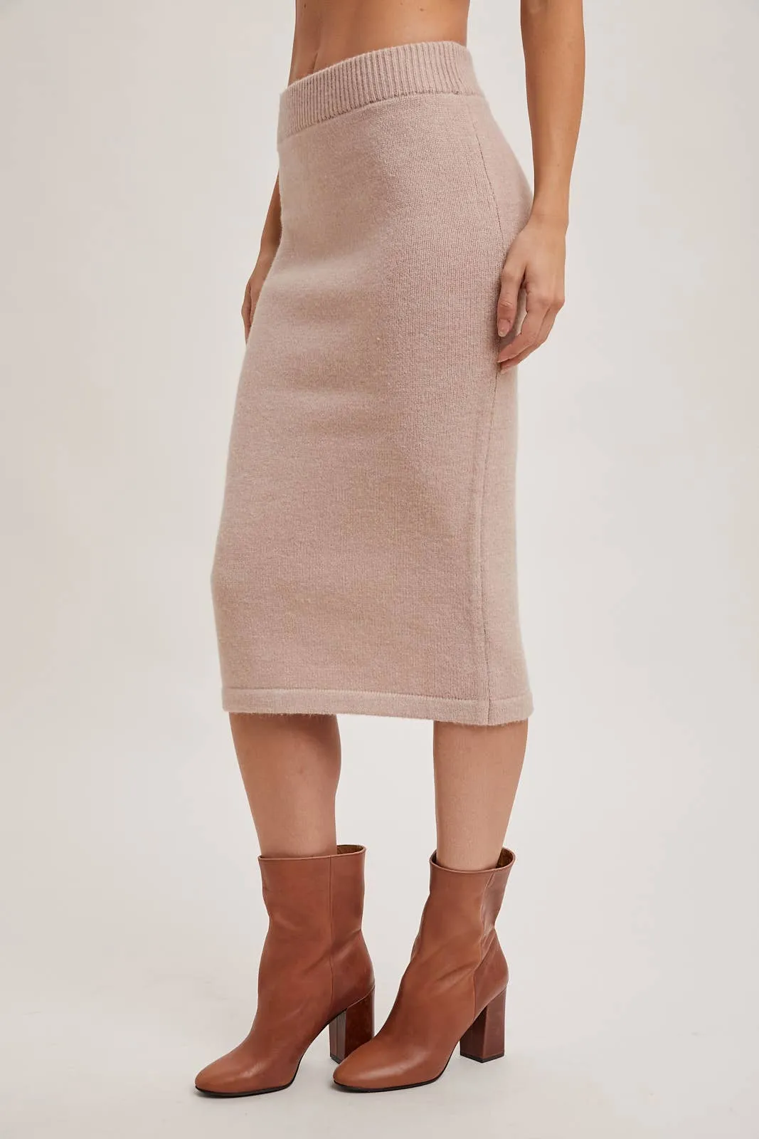 Happy Together Knit Hoodie & Pencil Skirt Set: Oatmeal