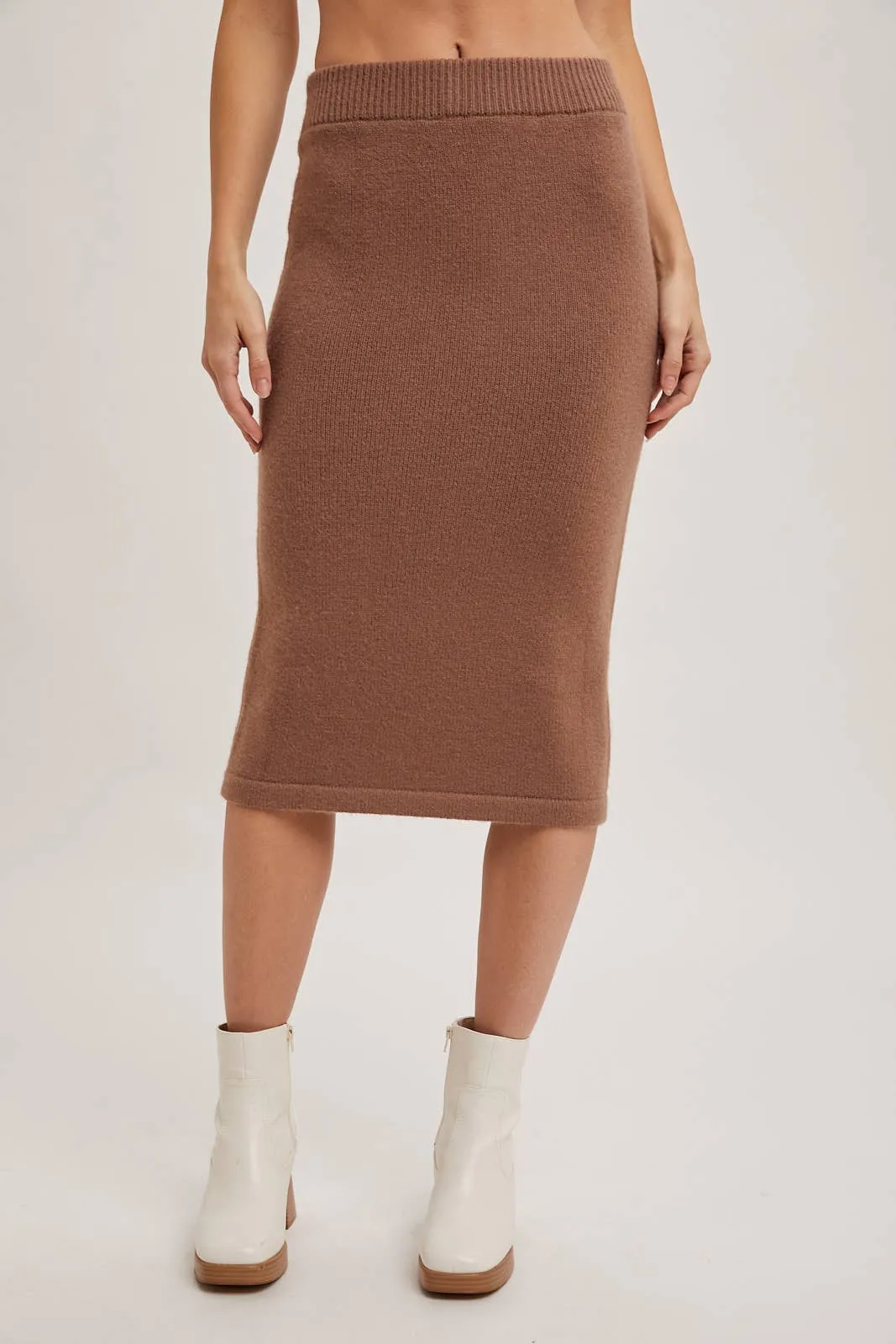 Happy Together Knit Hoodie & Pencil Skirt Set: Oatmeal