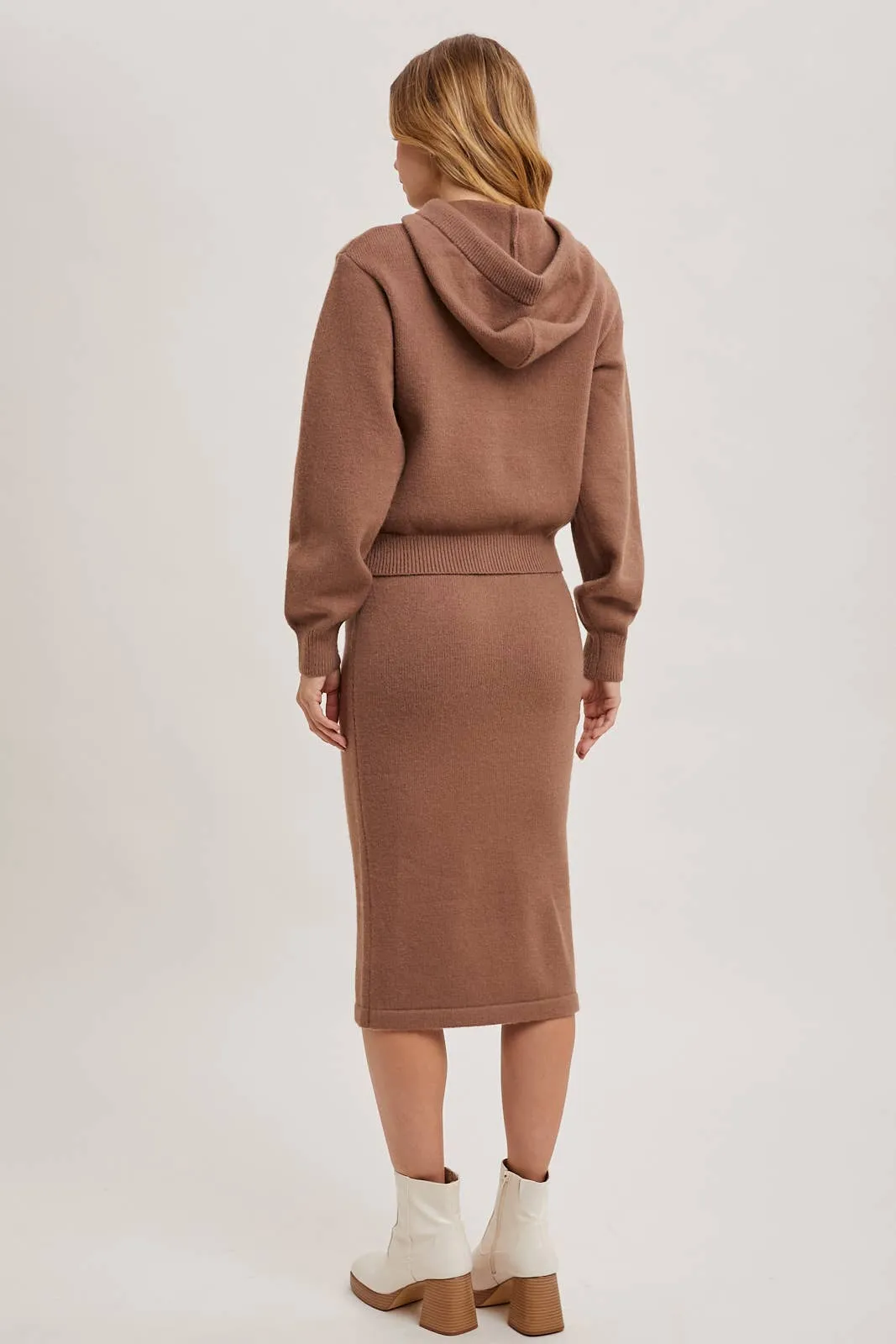 Happy Together Knit Hoodie & Pencil Skirt Set: Oatmeal