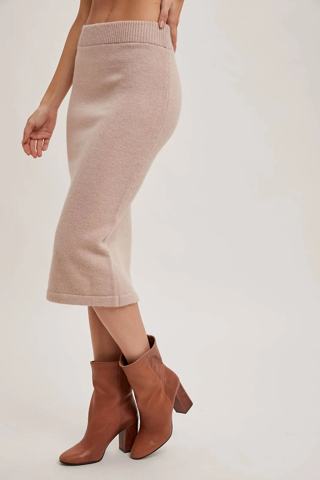 Happy Together Knit Hoodie & Pencil Skirt Set: Oatmeal